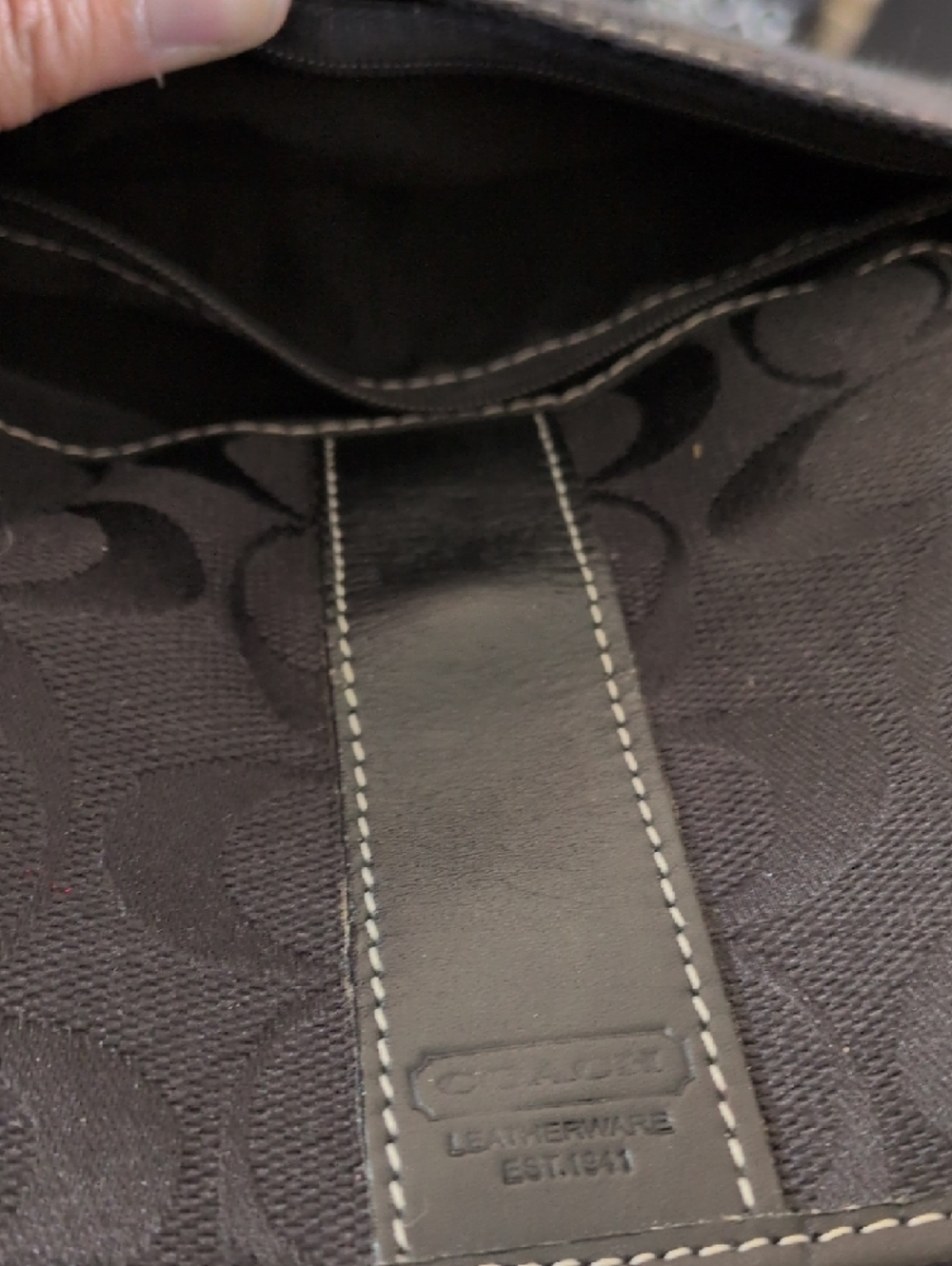 Coach Black Signature Canvas Zip Long Wallet W Checkbook Leather Trim Vintage - Picture 3 of 11